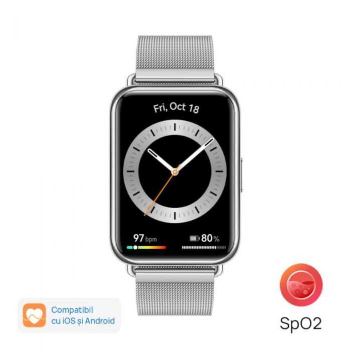 Smartwatch Huawei Watch Fit 2 Silver Frost Milanese Strap,NOU Sigilat!