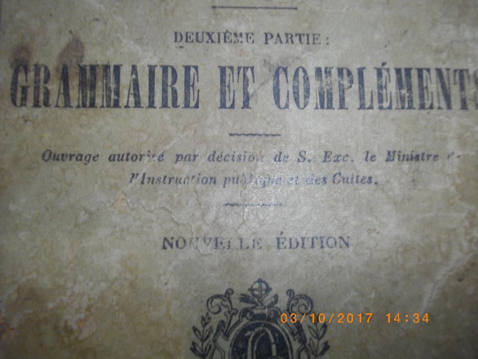 1877г-Антикварен Стар Учебник-Френски-De Langue Francaise-Cours Comple
