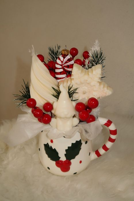 Букет от соеви свещи,коледни