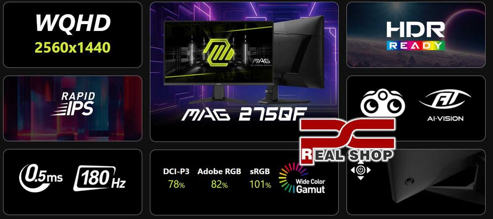 Игровой монитор MSI MAG 275QF 27' WQHD 2K 1800Hz 0.5ms RapidIPS Gaming