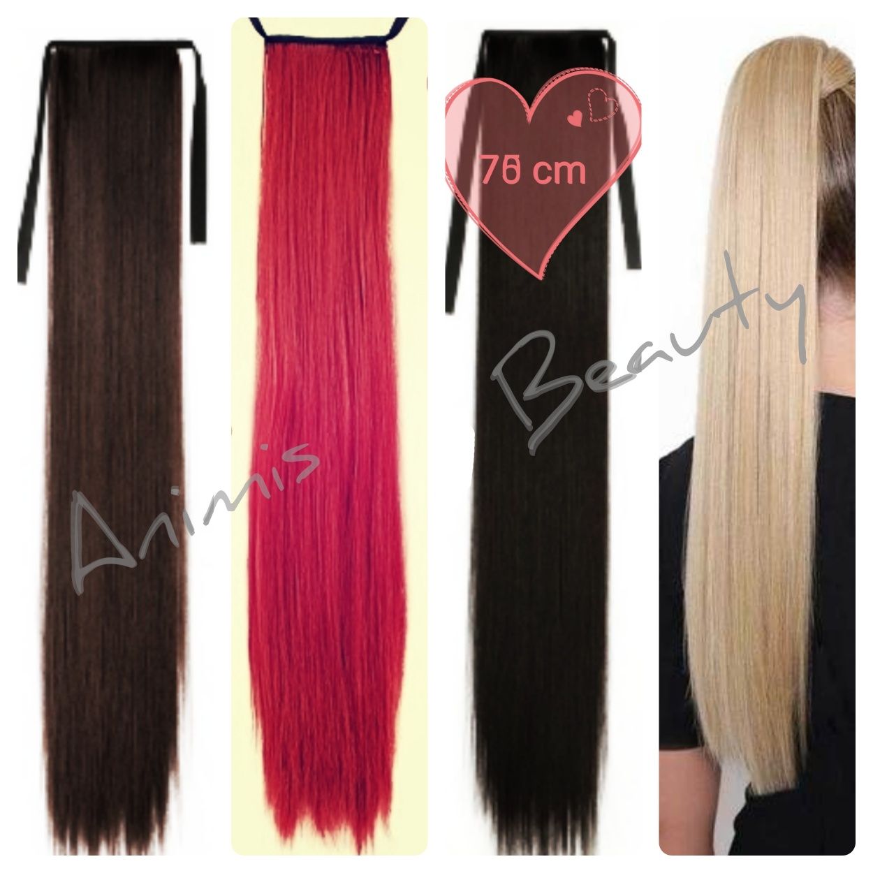 coada de par 80 cm (diverse culori) imita par natural