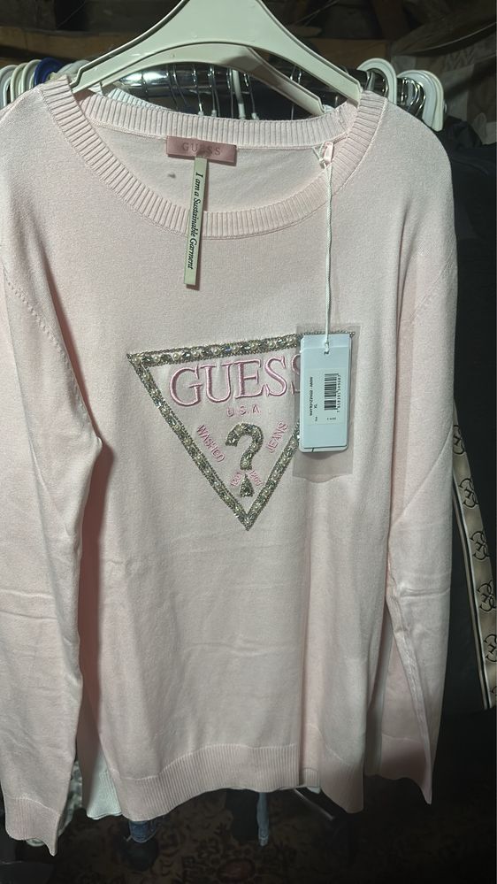 Бяла и розова блуза с дълъг ръкав guess
