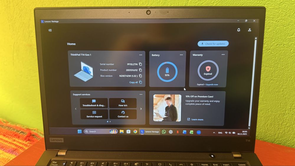 Lenovo Thinkpad T14 Gen 1, core I5-10310U, 16 GB RAM, 256 SSD NVME