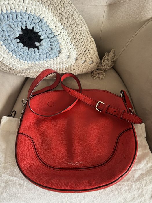 Marc Jacobs Оригинална Червена Чанта от Естествена Кожа