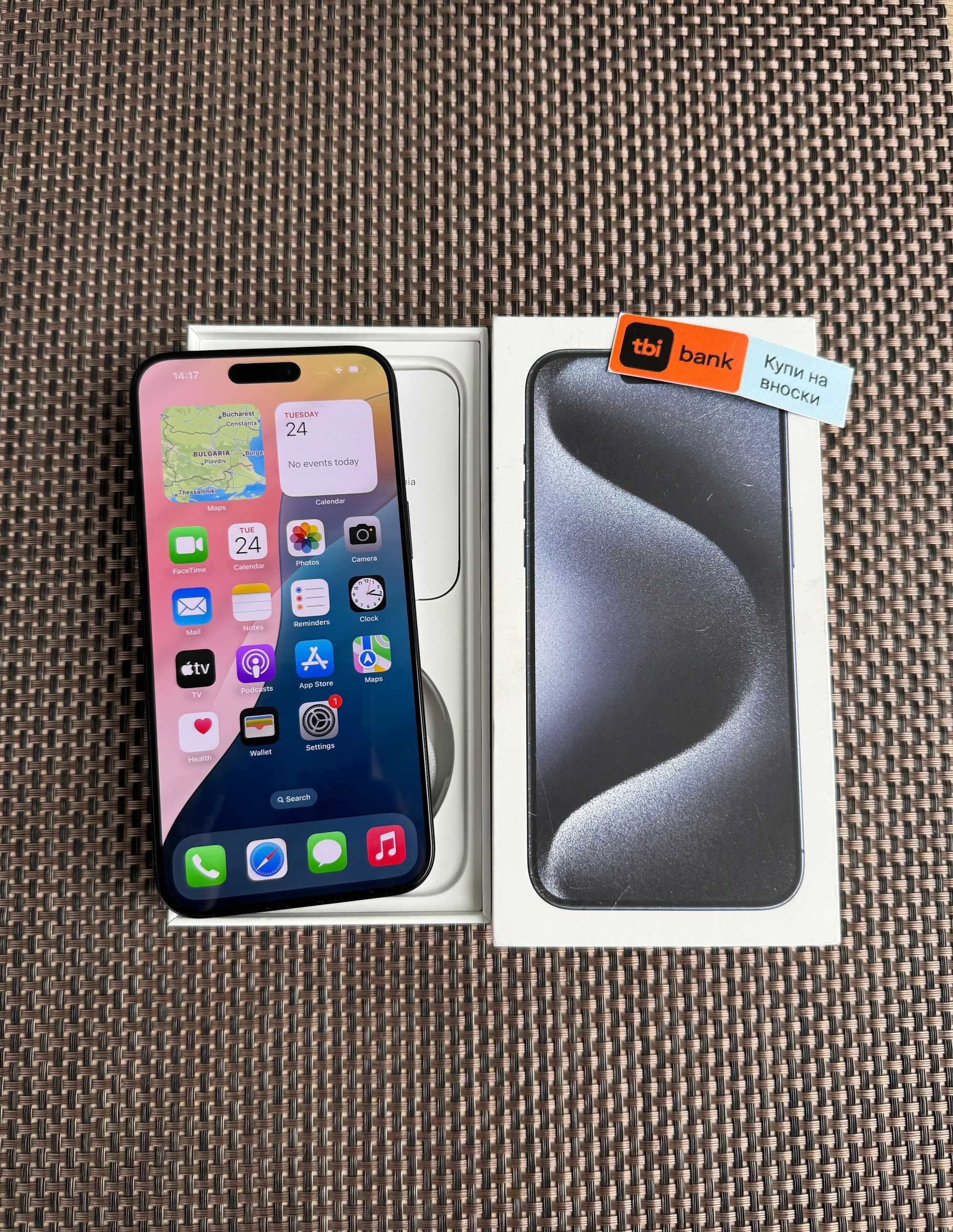 КАТО НОВ! iPhone 15 Pro MAX Лизинг от 58лв/м Blue Titanium 256 син