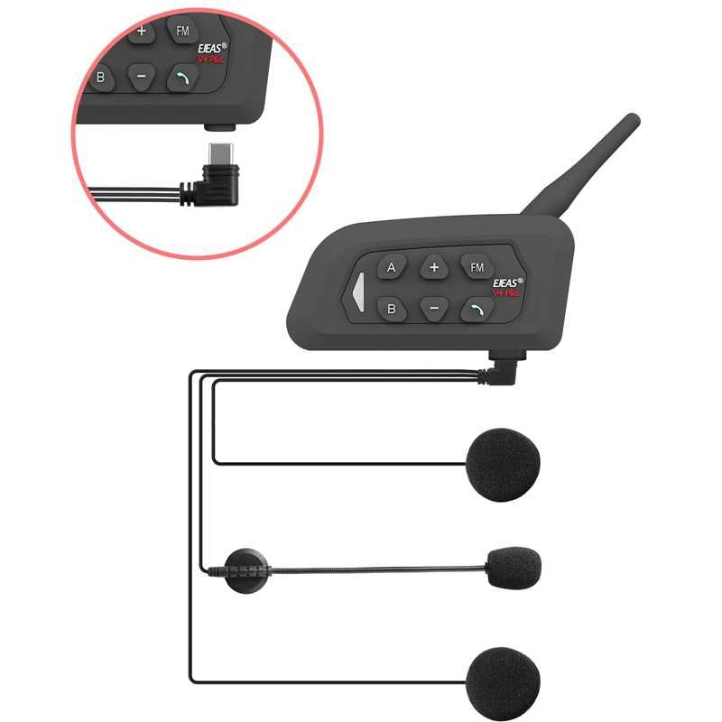 EJEAS V4 Plus  Интерком слушалка Bluetooth 1500M 4 ездача