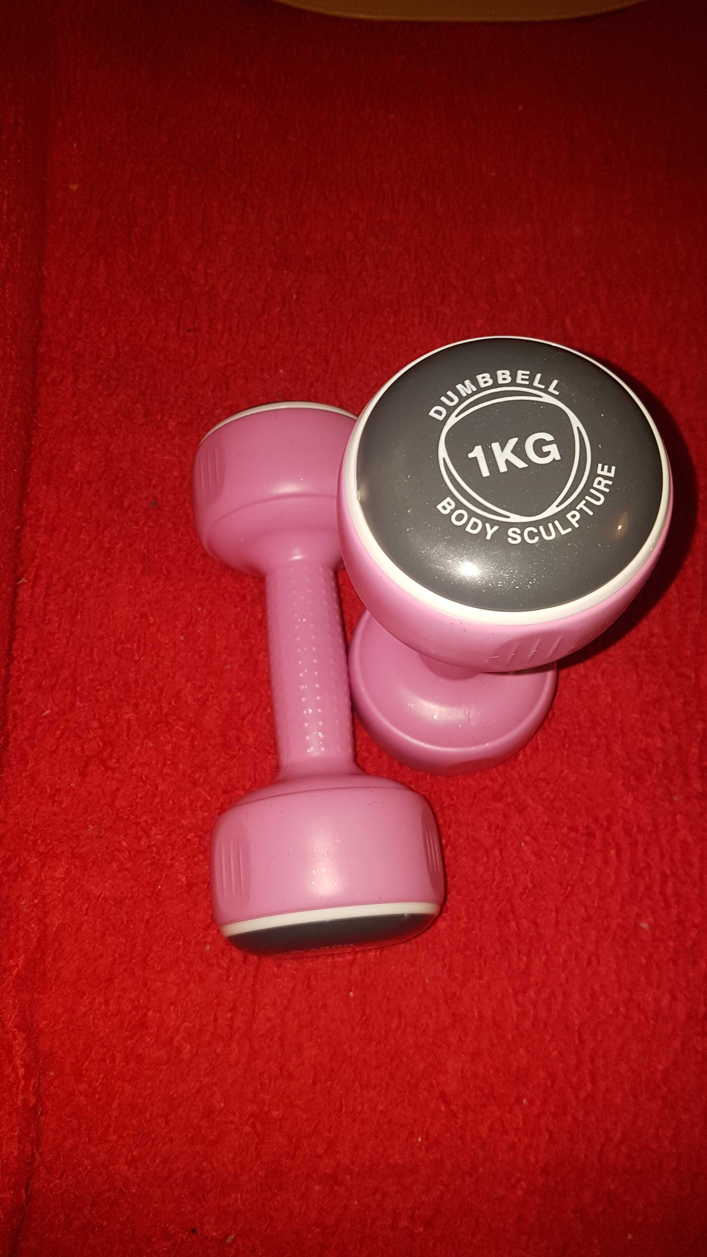 Дъмбели-гирички  DUMBBEL BODY SKULPTURE  2×1 KG Цвят розов винил нови