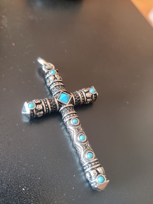 Pandantiv Cruce Argint cu topaz și Onix