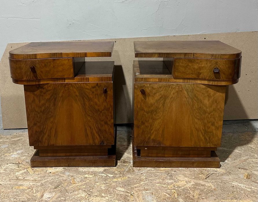2 buc Noptiera Vintage Stil ArtDeco; Mic Dulap din Lemn