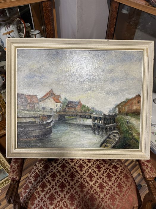 стара картина маслени бои на фазер с автор