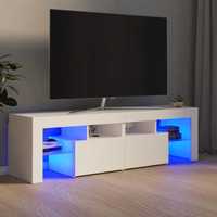 Comodă TV cu lumini LED, alb, 140×36×40H cm Suport TV & Masă TV Living