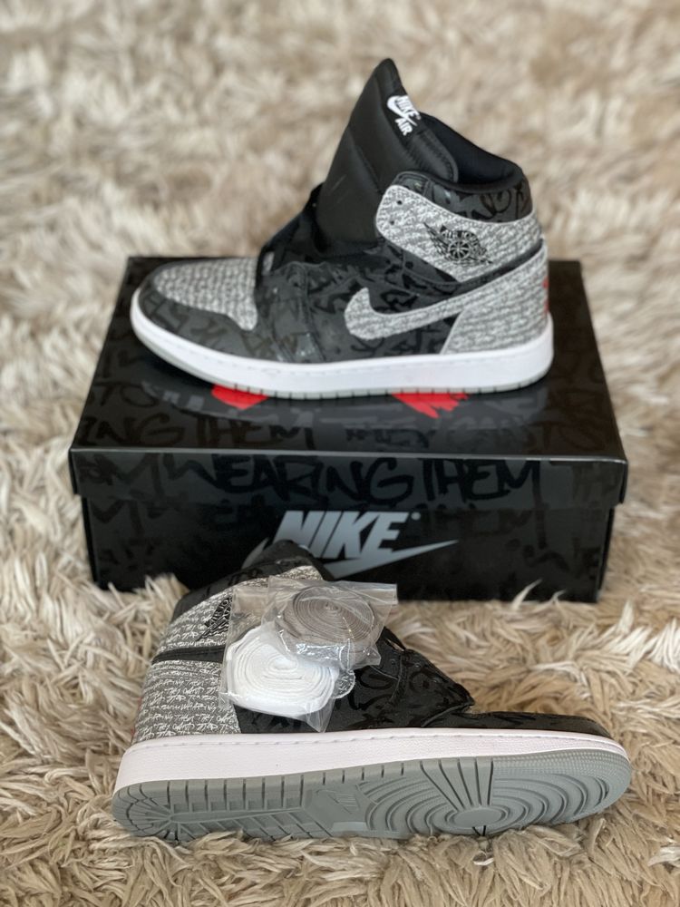 Air Jordan 1 High Rebellionare Black White Particle Grey Cement OG Pat