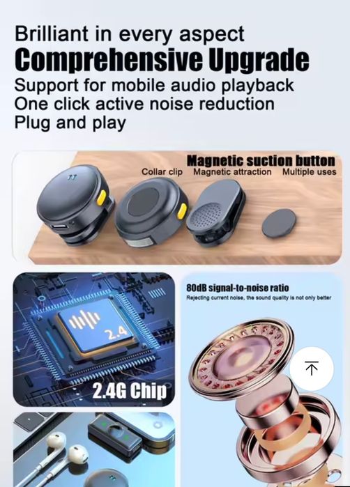 Микрофони за Андроид с Bluetooth комплект в зарядна кутия 2бр.