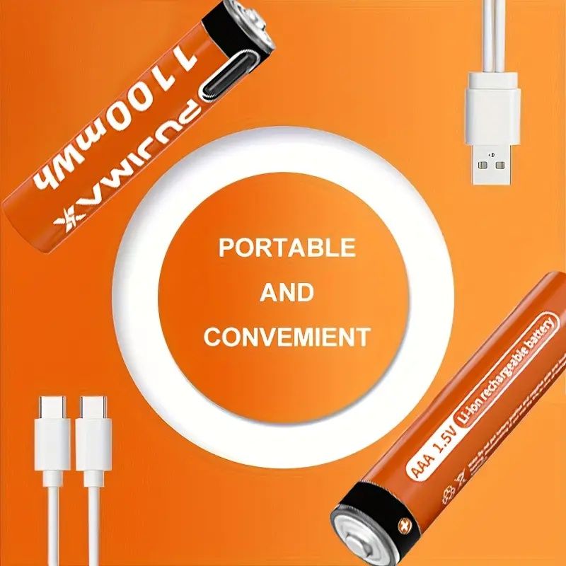 Li-Ion акумулаторна батерия PUJIMAX 1.5V AАА 1100mWh/АА 3400mWh USB-C