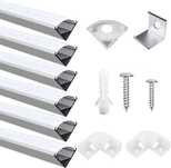 Set 10 profile aluminiu pentru lumini LED, 100 cm, alb argintiu