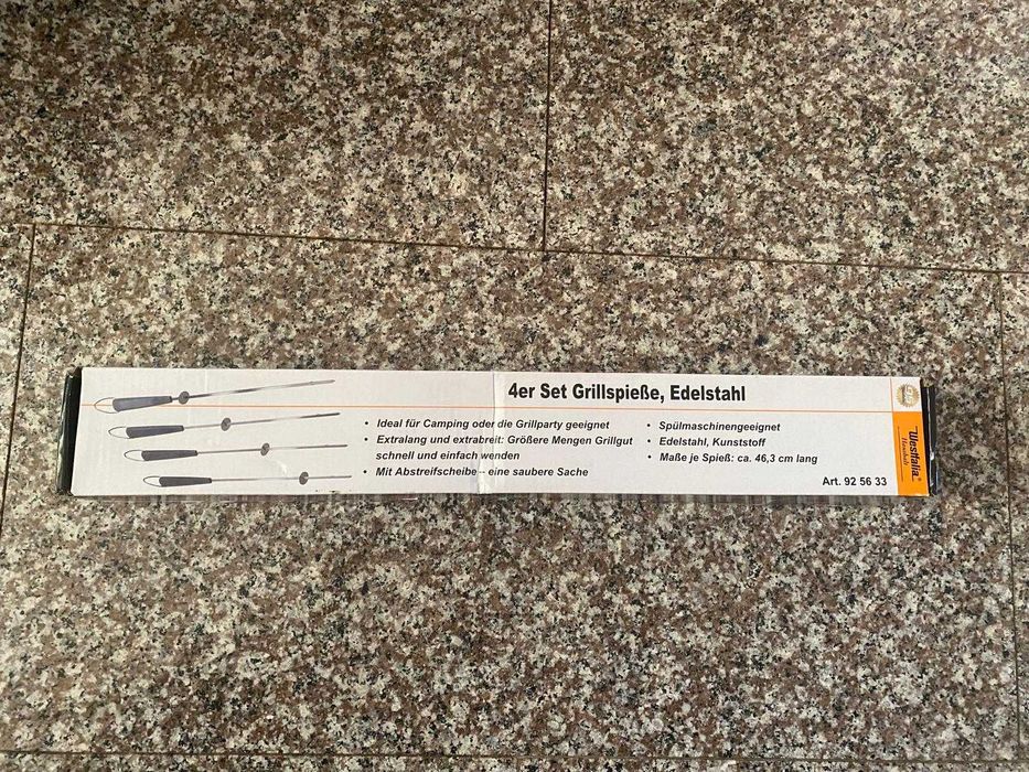 Set 4 țepușe grătar Westfalia, inox, 46,3 cm – noi, în cutie