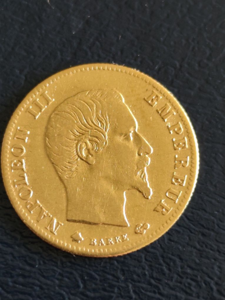 Златна монета,5 франка 1860 год.,Наполеон III, тегло 1.61 гр.,900/1000