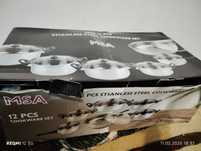 Set de oale 12 piese  de inox,cu capace noi in cutie