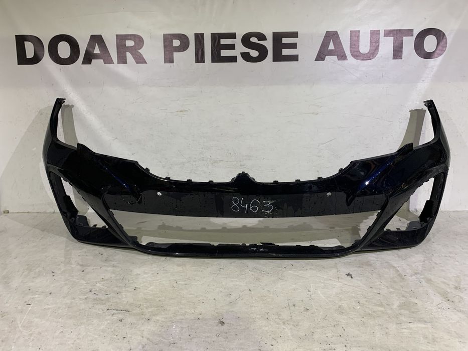 Bara fata BMW Seria 3, G21/G21, M-Sport, 2019, 2020, 2021, 2022, cod origine OE 51118069346, cu gauri pentru senzori de parcare (6). Fisurata usor mijloc jos.