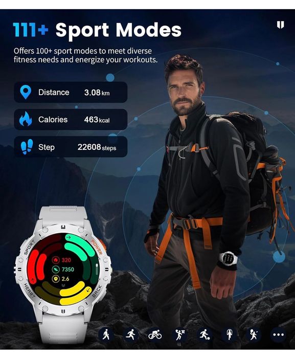 Foxbox LIGE Smartwatch Ceas barbati 1.43 inch argintiu