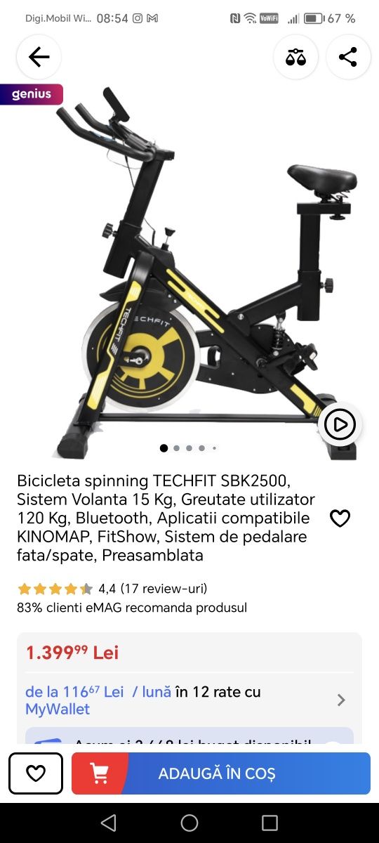 Bicicleta fitness Techfit SBK2500