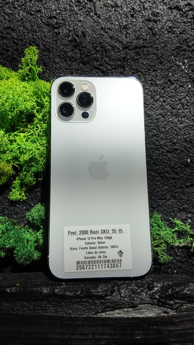 iPhone 12 Pro Max 128gb Silver Neverlocked Bat 100%/Fact+Garantie