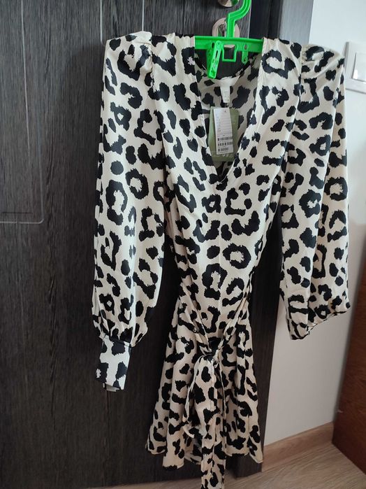 Rochiță satin cu cordon animal print mărimea XS