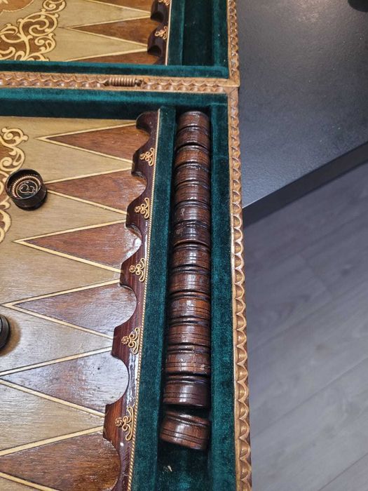 Ръчно резбован комплект мароканска табла