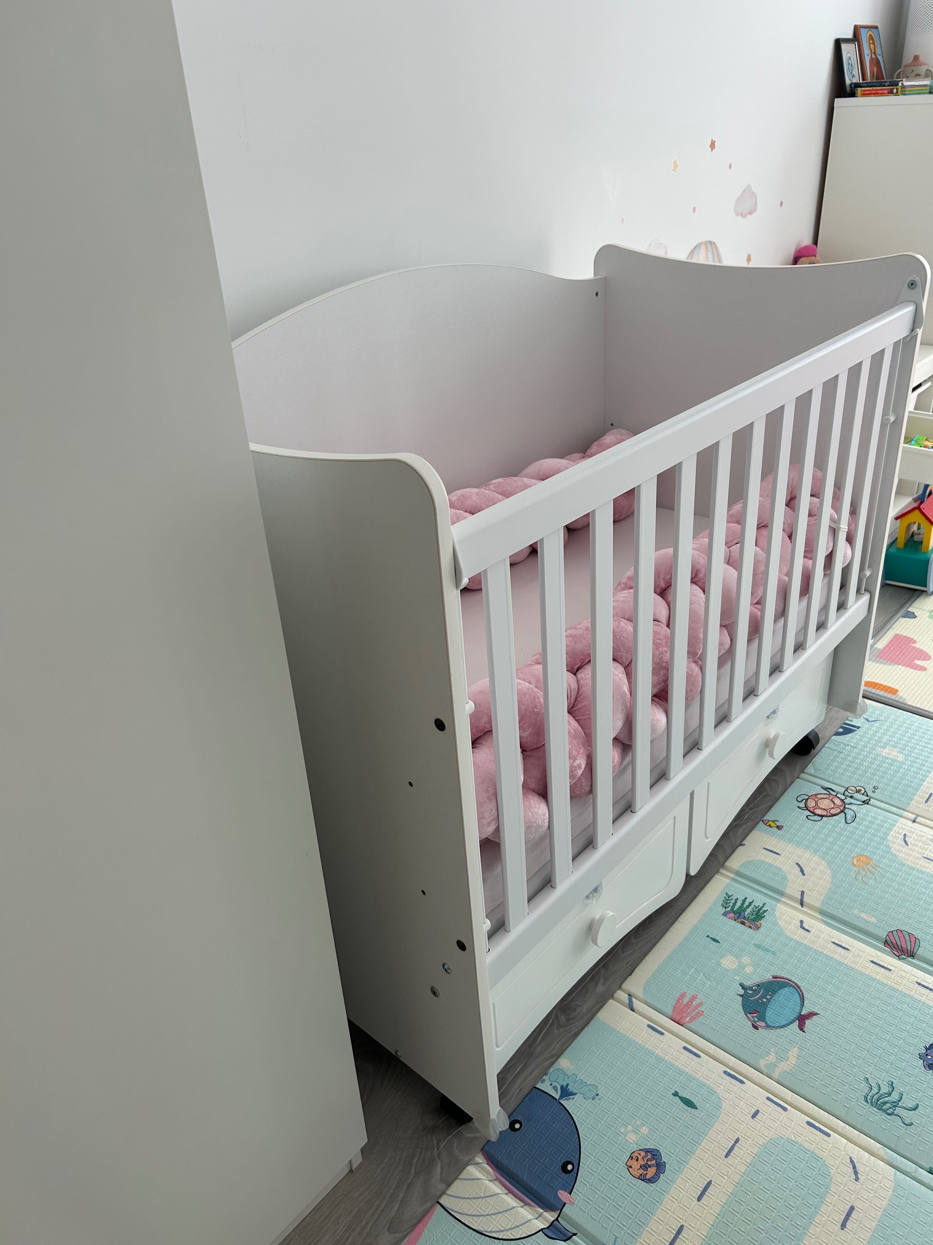 Бебешка кошара 60/120 с люлка Бял+ MAGNIFLEX матрак BABY PIERRE CARDIN