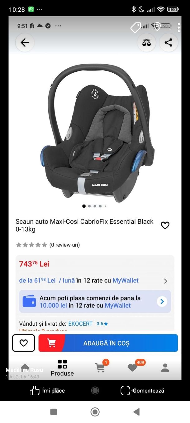 Scoica auto Maxi Coxi Cabriofix Essential