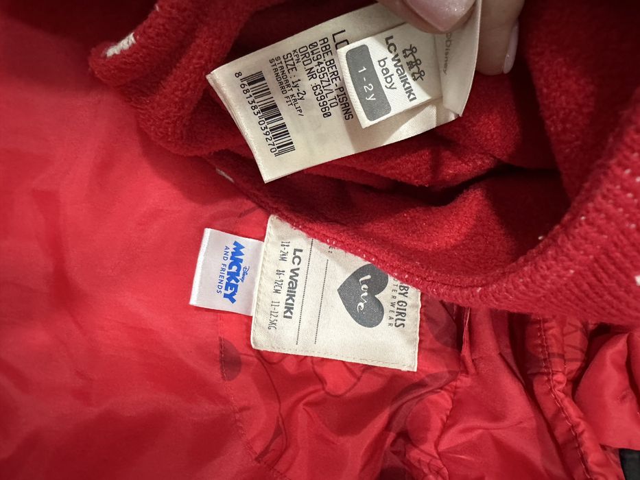 Комплект на девочку, 1-2 года,теплая шапочка и курточка.