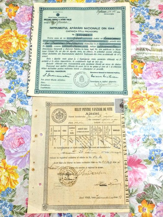 3*Act 1913/Regatul României&Act Imprumutul apărării nationale 1944