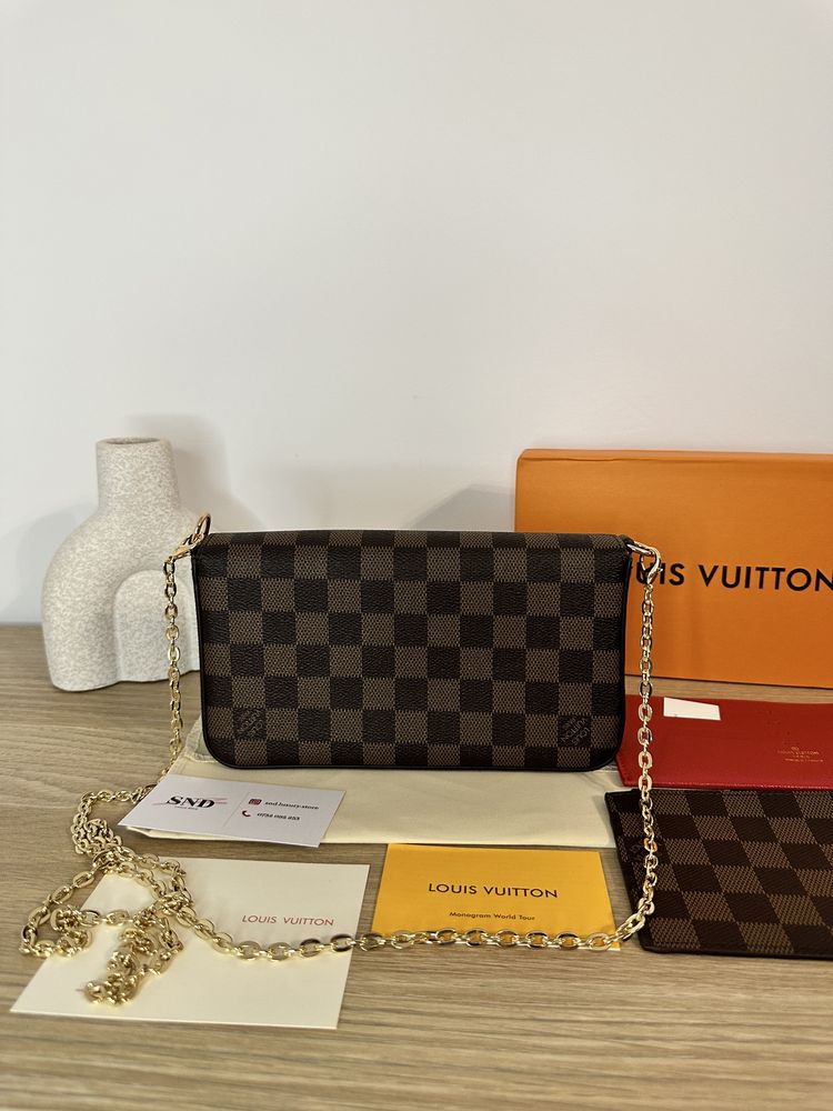 Geanta Louis Vuitton model FELICIE piele canvas 100% cutie cadou