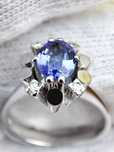 Inel Aur Alb 14K Cu Tanzanit  Natural Si Diamante inel aur de logodna