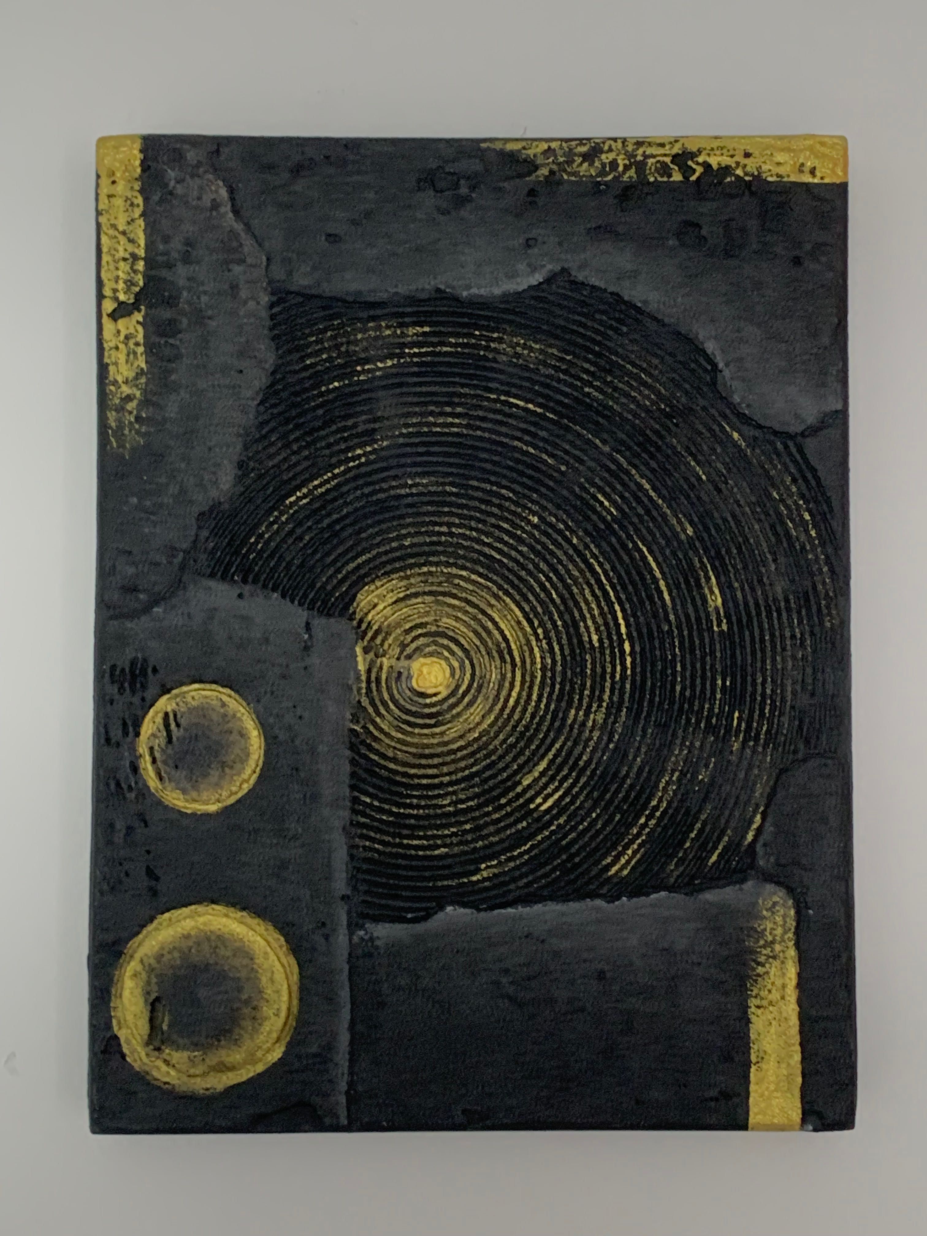 Tablou minimalist, model abstract, model în relief,auriu negru 30x40cm