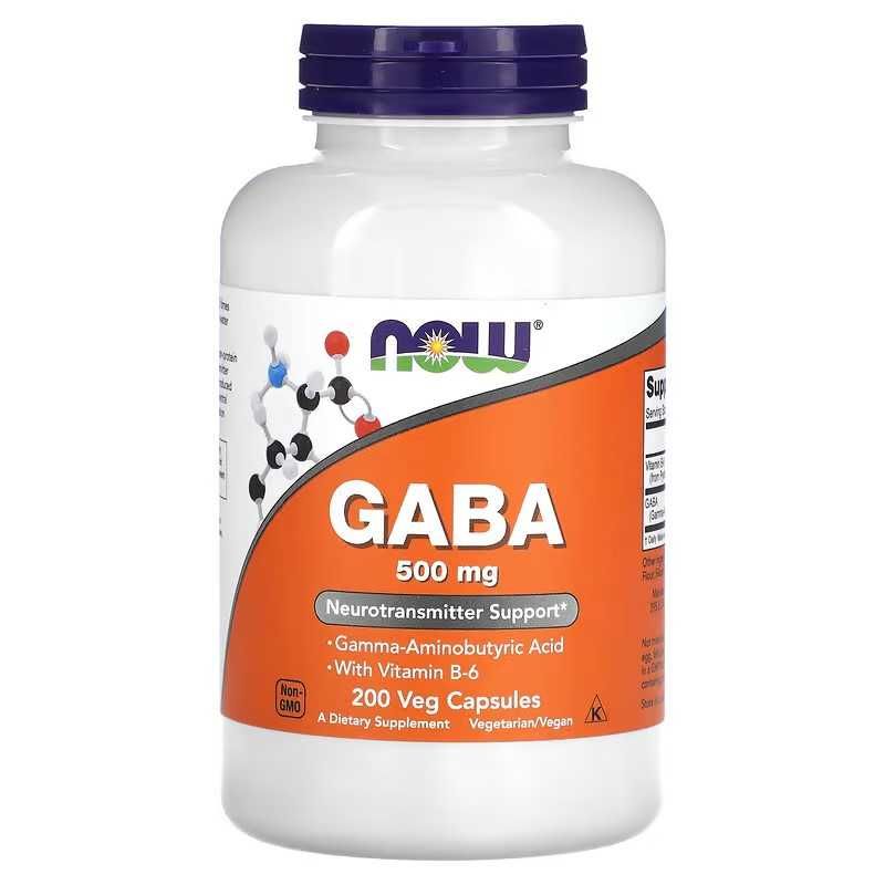 NOW Foods GABA + B6 ГАМК с витамин B6 500 мг 750 мг 1100 и 200 капсул