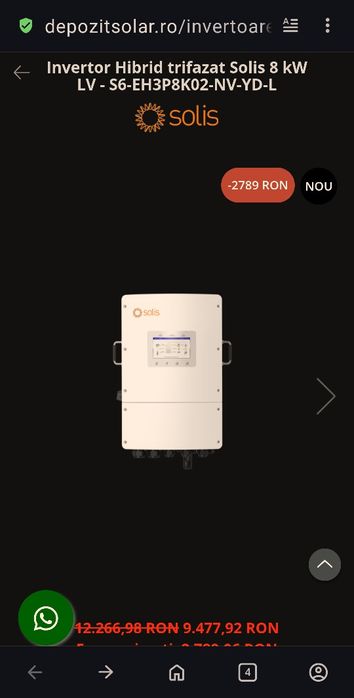Invertor Hibrid trifazat Solis 8 kW LV - S6-EH3P8K02-NV-YD-L