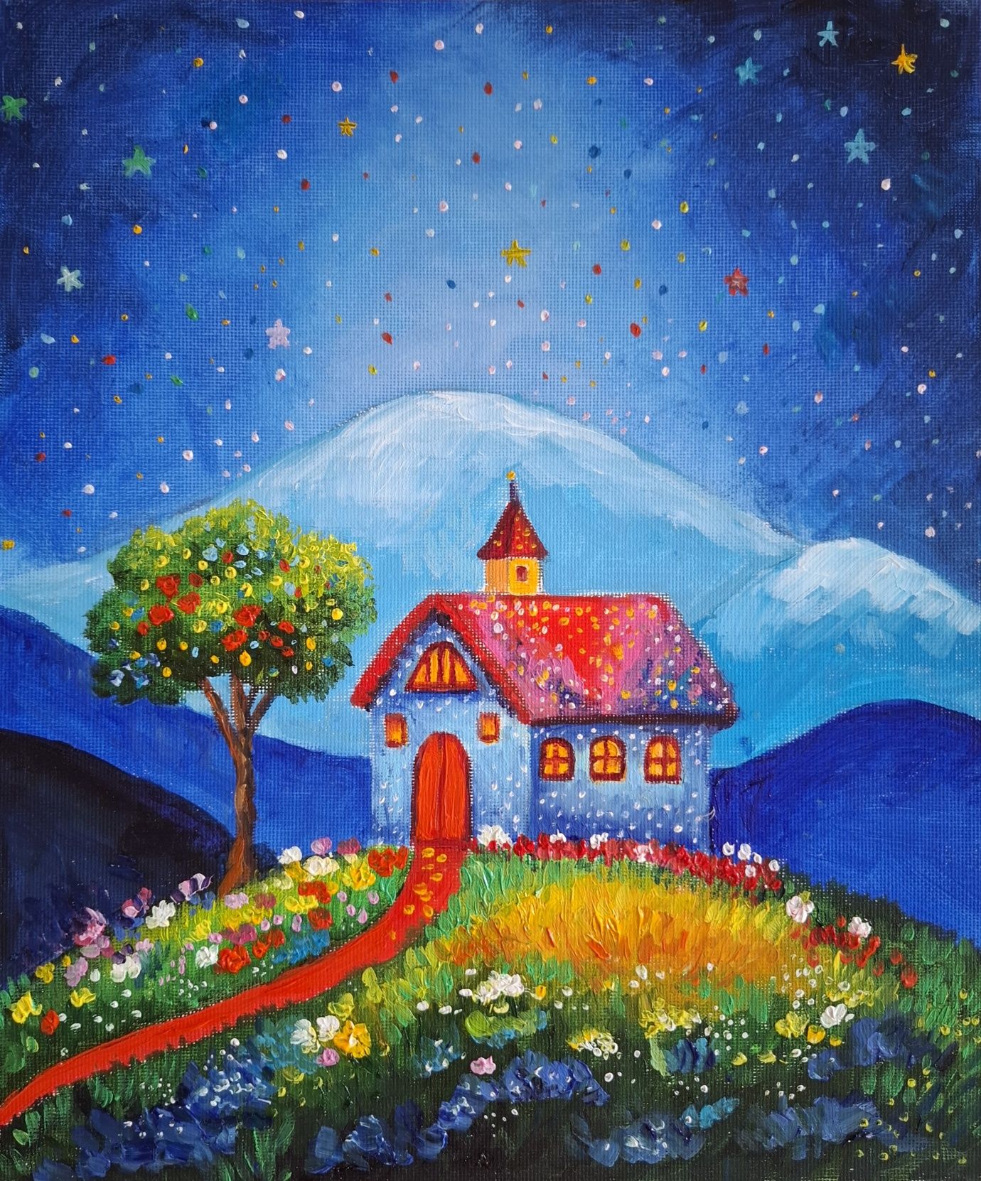 Картини рисувани с маслени бои .