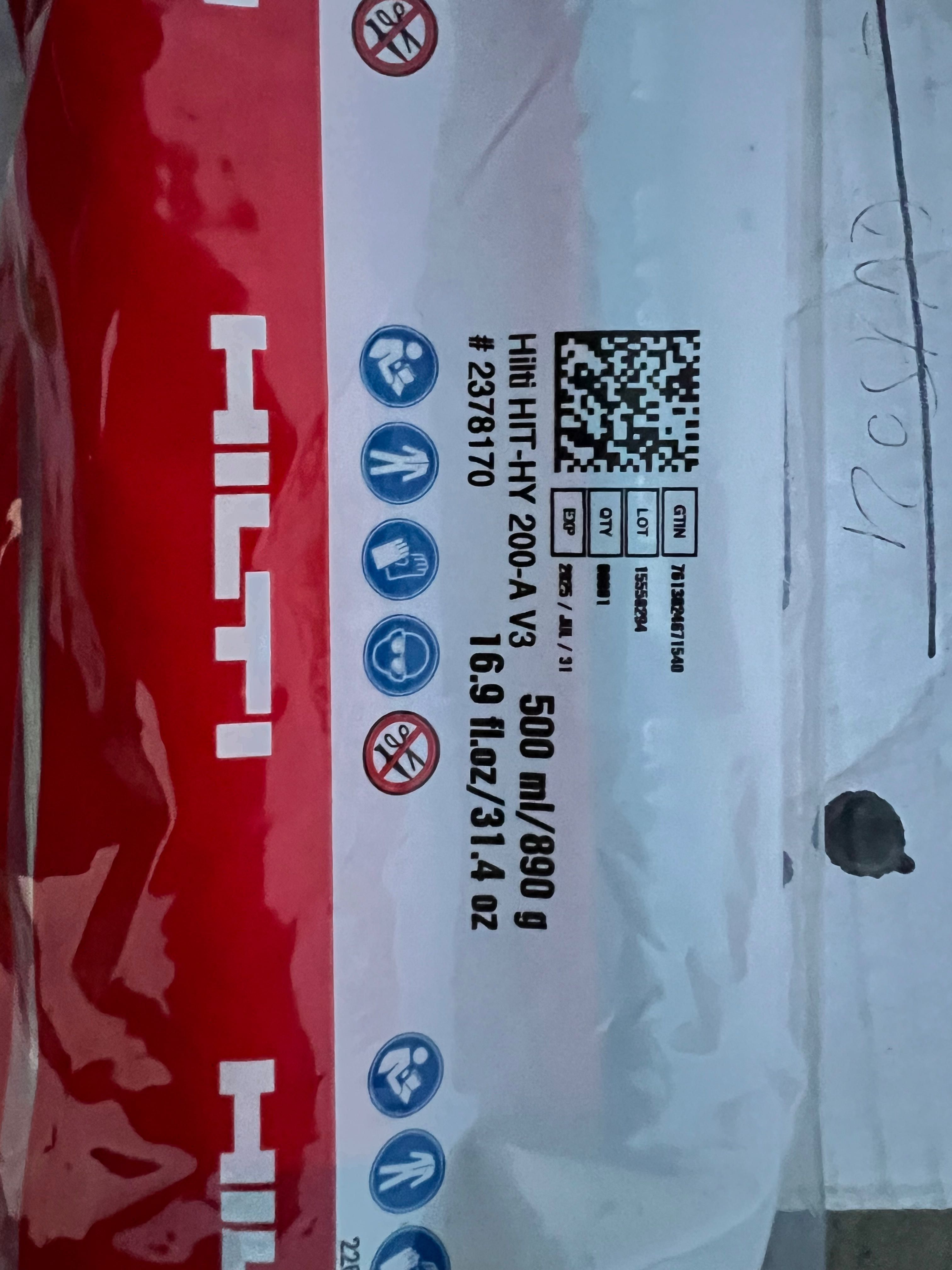 Ancora chimica HILTI HY 200-A V3 500ML/890gr