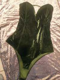 Body catifea verde elastica - L