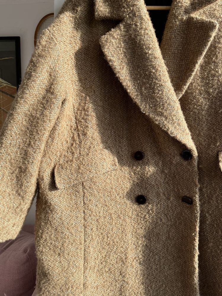 Palton lana dama (30%) oversized Mango, marime M