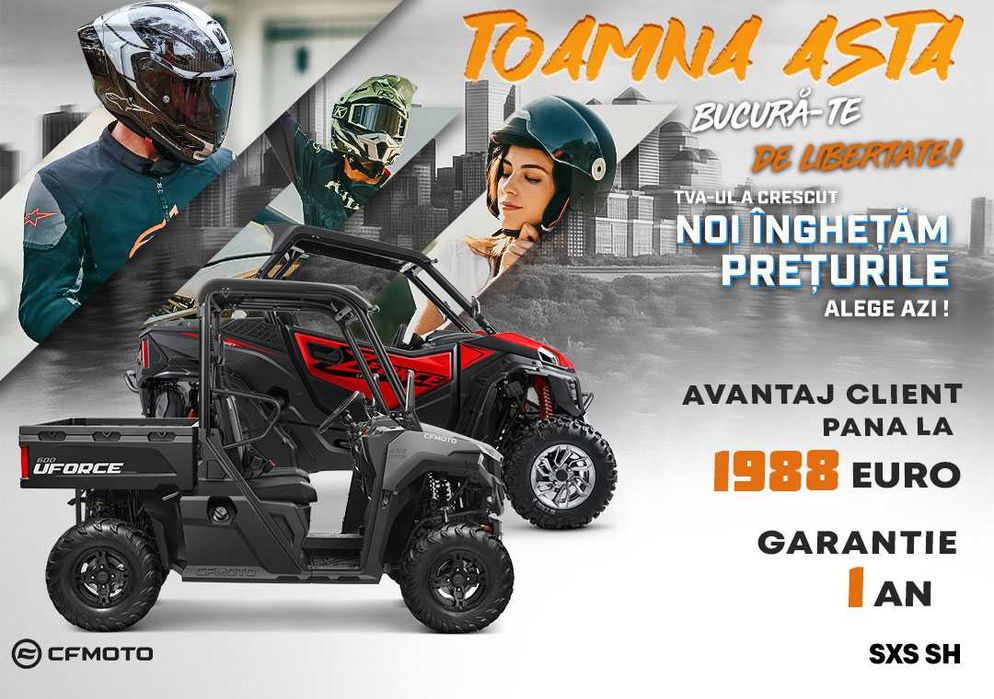 ATV, Motociclete, SXS SH in Rate/Leasing(CFMOTO,Husqvarna, KTM)