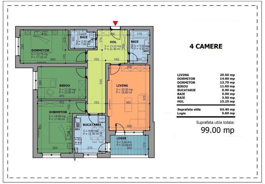 Apartament 4 Camere Decomandat Sector 4 Luica 99Mp