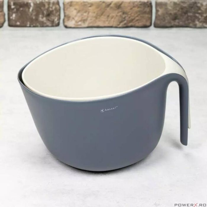 Bol cu strecuratoare detasabila, din plastic, gri, Kassel