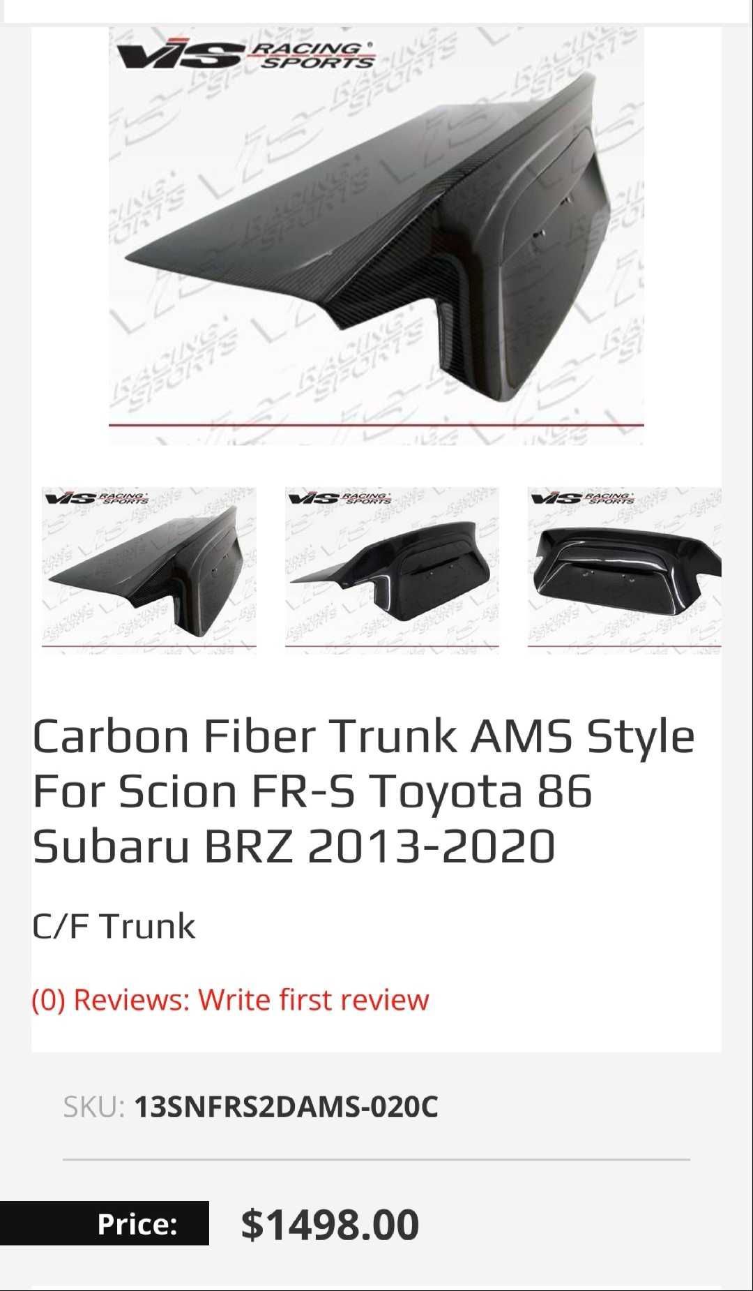 Capac portbagaj din fibra de carbon BRZ, GT86, FRS