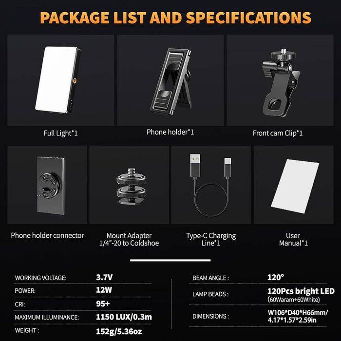 НОВА CAMOLO Selfie Light – 120 LED лампа за телефон, таблет, лаптоп