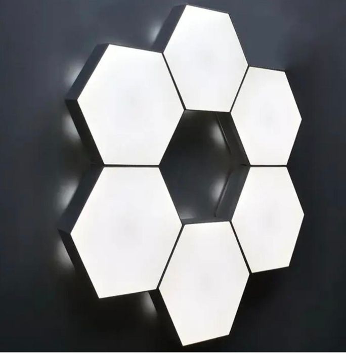 Квантова стенна шестоъгълна LED лампа - 7 броя