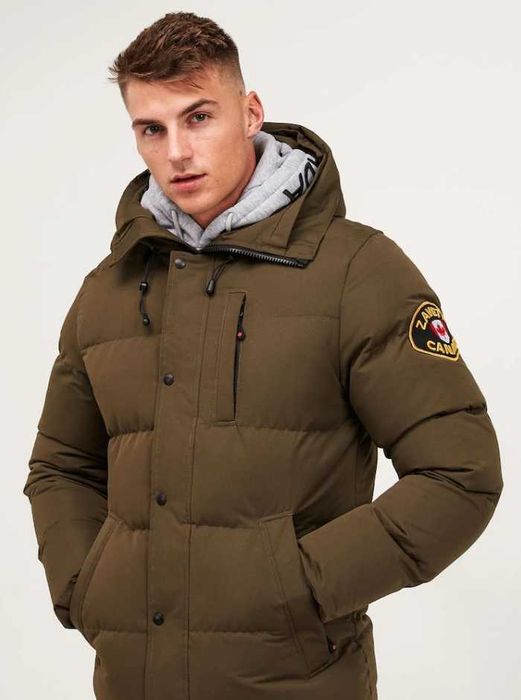 Geaca puf si pene parka XS S Zavetti Canada NOUA premium verde