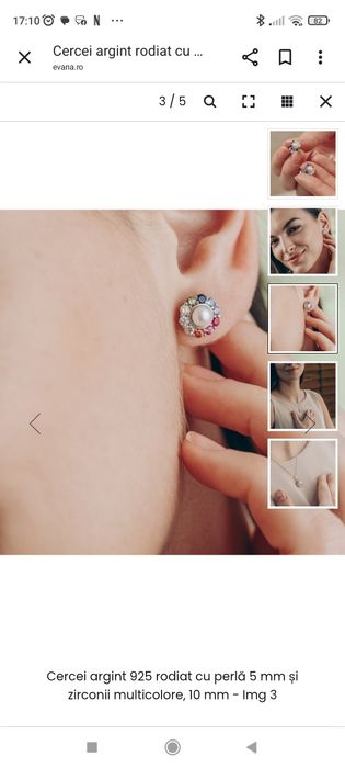 Set argint cercei și pandantiv Evana perle naturale