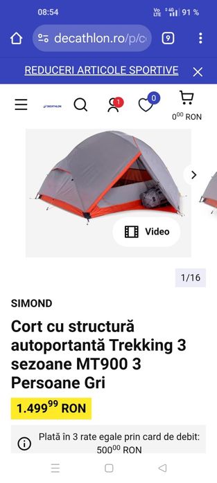 Cort nordisk telemark & Decathlon 3 persoane & saci dormit